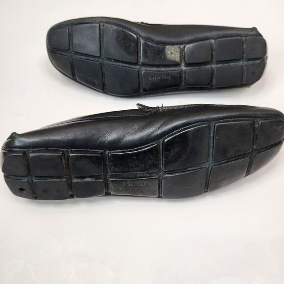 Prada Mens Black Leather Slip On Driving Loafer Shoes 8.5 - Picture 9 of 9